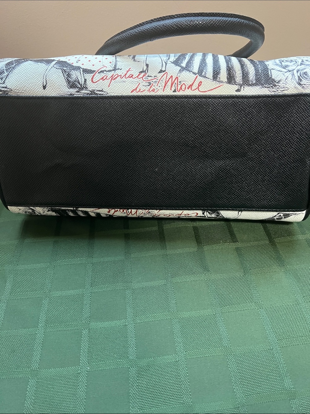 Paris Print Dome Satchel Handbag - Black & White - Picture 7 of 9